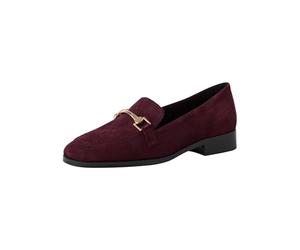 Tamaris Mocasines de Tacón Cuadrado para Mujer, de Piel, Cómodos, Rojo Oscuro, 37 EU
