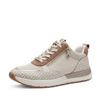Tamaris Mujer Zapatillas, señora Zapatillas Bajas,Plantilla Desmontable,Cordones,Zapato con Cordones,Zapato Deportivo,Ocio,Ivory Comb,39 EU