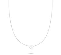 Tamaris Necklace - Cadena con corazón orgánico de acero inoxidable - Plata - Cadena de serpiente ajustable hasta 45 cm - Impermeable y agradable para la piel