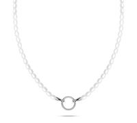 Tamaris Necklace - Collar para charms de acero inoxidable - Plata - Cadena de perlas de cristal ajustable hasta 45 cm - Impermeable y agradable para la piel