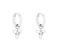 Tamaris Pendiente de aro de acero inoxidable con circonita y colgante de flor, plata, 1,5 cm, cierre plegable, resistente al agua y respetuoso con la piel