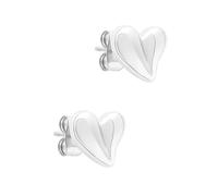 Tamaris Pendientes con corazón orgánico de acero inoxidable - Plata - 1 cm - Resistente al agua y agradable para la piel