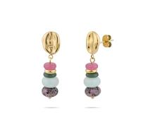 Tamaris Pendientes de acero inoxidable con piedras naturales de colores, oro IP, 3,1 cm, resistentes al agua y respetuosos con la piel