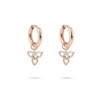 Tamaris Pendientes de aro de acero inoxidable con circonita y colgante de flores, oro rosa IP, 1,5 cm, cierre plegable, resistente al agua y respetuoso con la piel