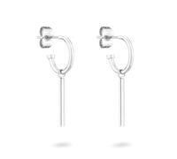 Tamaris Pendientes de aro para mujer con colgantes colgantes, resistentes al agua de acero inoxidable, 3,5 cm, Acero inoxidable, Sin piedra preciosa