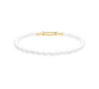 Tamaris Pulsera elegante de acero inoxidable pulido - IP Gold - Cadena de perlas de cristal ajustable hasta 18 cm - resistente al agua y respetuosa con la piel