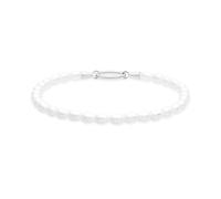 Tamaris Pulsera elegante de acero inoxidable pulido - Plata - Cadena de perlas de cristal ajustable hasta 18 cm - resistente al agua y agradable para la piel