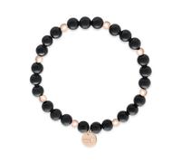 Tamaris pulsera para mujer, Beads/Schwarz-Roségold I Wasserfest de acero inoxidable y Größenverstellbar I mujer Armschmuck