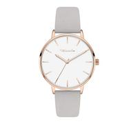 Tamaris Reloj de Mujer con Lederband - Runde schlichte Reloj de Pulsera para Mujer 36 mm - Reloj de Pulsera - Oro Rosa y Lederband Gris