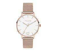 Tamaris Reloj de Mujer con Meshband de Acero Inoxidable y Herz-Detail - Runde schlichte Reloj de Pulsera para Mujer en Plata, Gold, Oro Rosa, Bicolor - Idea de Regalo