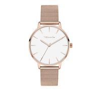 Tamaris Reloj de Mujer - Reloj Redondo de Cuarzo para Mujer con Correa de Malla de Acero Inoxidable, Oro Rosa/Blanco, 36 mm, Malla de Oro Rosa
