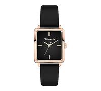 Tamaris Reloj de Pulsera analógico para Mujer con Mecanismo de Cuarzo de Acero Inoxidable, Oro Rosa, Correa de Piel Negra