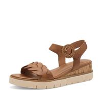 Sandalias de piel con tacón de cuña Mujer Talla 37. Color Marron