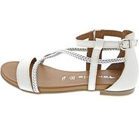 Tamaris Sandale, Sandalias Planas Mujer, White Combi, 38 EU