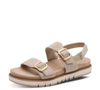 Tamaris Sandalia plana para mujer Comfort Flat Multiadjustable, Beige Suede, 37 EU