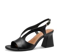 Tamaris Sandalias de mujer de piel negra, tacón medio 7 cm, 28316, Negro , 39 EU