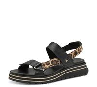 Tamaris Sandalias para mujer, sandalias para mujer, plantilla intercambiable, forro cómodo, Negro Black Leopard, 41 EU