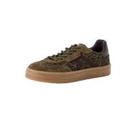 Tamaris Tenis Bajos de Piel para Mujer, Leopardo Oliva, 38 EU