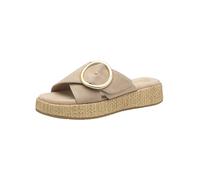 Tamaris Women's Comfort Damen Pantolette Leder Wide Fit Wedge Sandal, beige, 40 EU