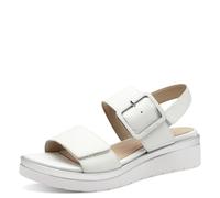Tamaris Women's Comfort Damen Sandalen Flach Aus Leder Mit Schnalle Wedge Sandal, blanco y plateado, 38 EU