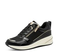 Tamaris Damen Sneaker Low 1-23754-45, Zapatillas Mujer, Negro y Dorado, 41 EU