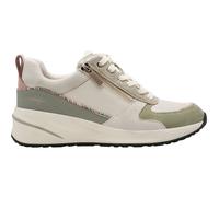 TAMARIS Zapatillas con cuña y cremallera. Color blanco/verde