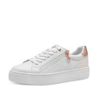 Tamaris Zapatillas de Caña Baja para Mujer, Mezcla de Materiales Textiles Y Sintéticos, Blanco Y Rosa Dorado, 37 EU