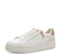 Tamaris Zapatillas de Caña Baja para Mujer, Mezcla de Materiales Textiles Y Sintéticos, Blanco Y Rosa Dorado, 37 EU