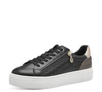 Tamaris Zapatillas de Caña Baja para Mujer, Mezcla de Materiales Textiles Y Sintéticos, Negro Y Dorado, 39 EU