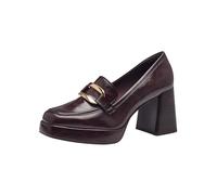 Tamaris Zapatos de Plataforma para Mujer, Tacón Cuadrado, Cómodos, Rojo Merlot, 38 EU