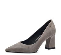 Tamaris Zapatos de Salón de Piel para Mujer, Tacón Cuadrado, Cómodos, Gris Claro, 36 EU