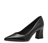 Tamaris Zapatos de Salón de Piel para Mujer, Tacón Cuadrado, Cómodos, Negro, 38 EU