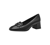 Tamaris Zapatos de Salón de Piel para Mujer, Tacón Cuadrado, Cómodos, Negro, 39 EU