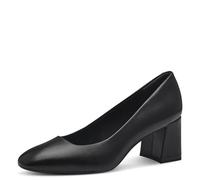 Tamaris Zapatos de Salón de Piel para Mujer, Tacón Cuadrado, Cómodos, Negro, 39 EU