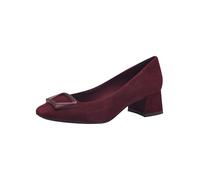 Tamaris Zapatos de Salón de Piel para Mujer, Tacón Cuadrado, Cómodos, Rojo Merlot, Ante, 38 EU