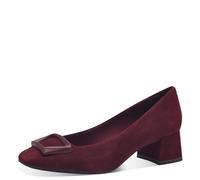Tamaris Zapatos de Salón de Piel para Mujer, Tacón Cuadrado, Cómodos, Rojo Merlot, Ante, 38 EU
