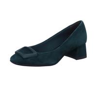 Tamaris Zapatos de Salón de Piel para Mujer, Tacón Cuadrado, Cómodos, Verde, Ante, 38 EU