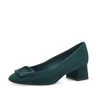 Tamaris Zapatos de Salón de Piel para Mujer, Tacón Cuadrado, Cómodos, Verde, Ante, 38 EU