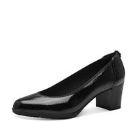 Tamaris Zapatos de Salón de Piel para Mujer, Tacón de Embudo, Cómodos, Negro Charol, 38 EU