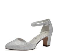 Tamaris Zapatos de Salón para Mujer, Tacón Cuadrado, Diseño Vegano, Plateado Purpurina, 38 EU