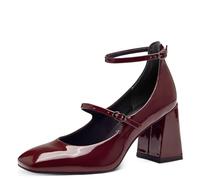 Tamaris Zapatos de Salón para Mujer, Tacón Cuadrado, Diseño Vegano, Rojo Merlot, 39 EU