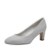 Tamaris Zapatos de Salón para Mujer, Textiles, Tacón Cuadrado, Veganos, Plateado Purpurina, 37 EU