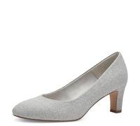 Tamaris Zapatos de Salón para Mujer, Textiles, Tacón Cuadrado, Veganos, Plateado Purpurina, 42 EU