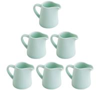 TAMAYKIM Jarras de crema de cerámica de 4 onzas, cremas verdes, jarra clásica de porcelana para café, té, leche, mermelada, salsas, paquete de 6