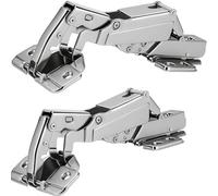 TamBee Bisagras de 175 grados, bisagras de puertas de armario sin marco, bisagras de montaje hidráulicas ocultas, amortiguadores de acero niquelado para armario, 1 par (superposición completa)