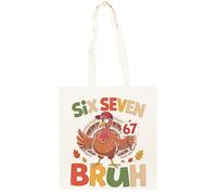 TAMBOOTEE 6 7 Pavo De Acción De Gracias Seis Siete Bolso Shopper Unisex Totebag De Algodón Beige Totebag Cotton