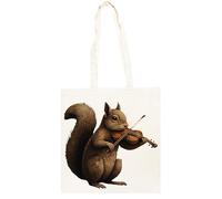 TAMBOOTEE Ardilla Tocando El Violín Bolso Shopper Unisex Totebag De Algodón Beige Totebag Cotton