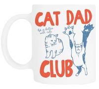 TAMBOOTEE Club De Papás Gatos La Vida Es Mejor Taza De Cerámica Blanca Para Beber Ceramic Mug Drinking Cup