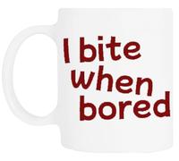 TAMBOOTEE Diseño Juguetón Muerdo Cuando Me Aburro Taza De Cerámica Blanca Para Beber Ceramic Mug Drinking Cup