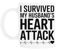TAMBOOTEE Esposa De Un Sobreviviente De Un Ataque Cardíaco Taza De Cerámica Blanca Para Beber Ceramic Mug Drinking Cup